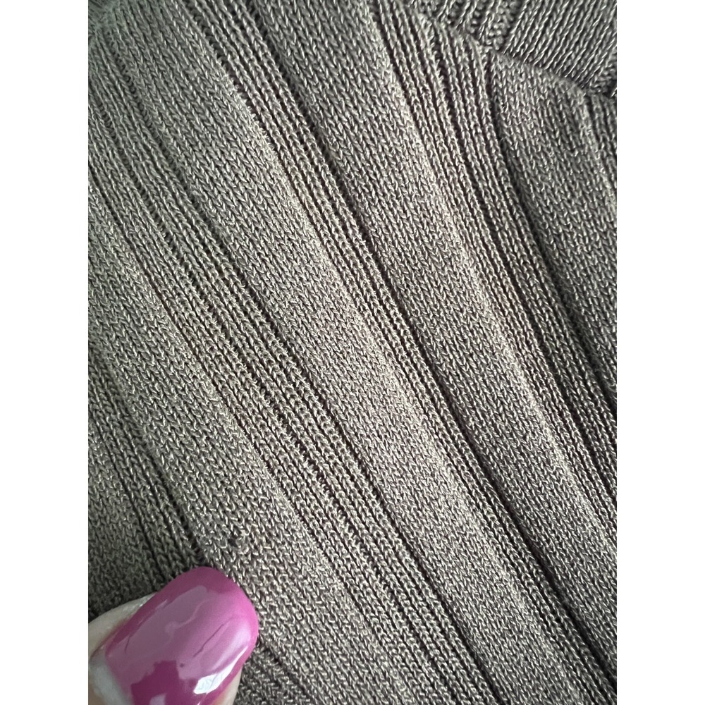 Zara Ribbed Sleeveless Knit Midi Dress Double High Slit Mink Brown Size L - Picture 5 of 5